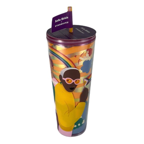 Sofie Birkin + Starbucks 2024 Pride Sunshine Mural DW Cold Cup, 24 oz Venti NWT - Picture 3 of 8